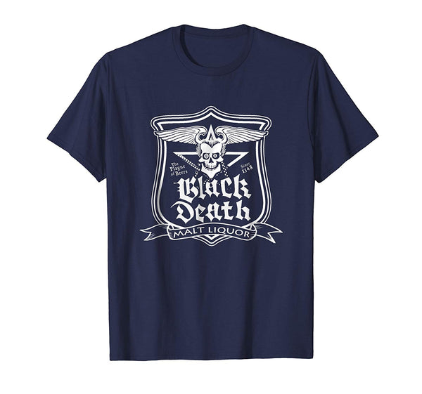 Cute Black Death Malt Liquor Funny Beer  T-Shirt Navy