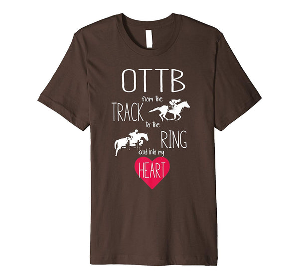 Cute Ottb Off Track Thoroughbred Horse Love Equestrian  T-Shirt Brown