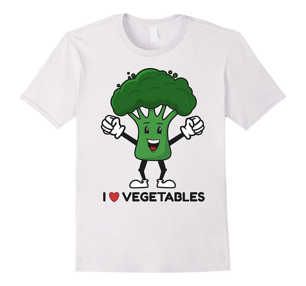 Hotest I Love Vegetables Vegan Vegetarian Fun Food Broccoli  T-Shirt White