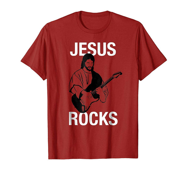 Hotest Jesus Rocks Savior Electric Guitar Christian Music  T-Shirt Cranberry