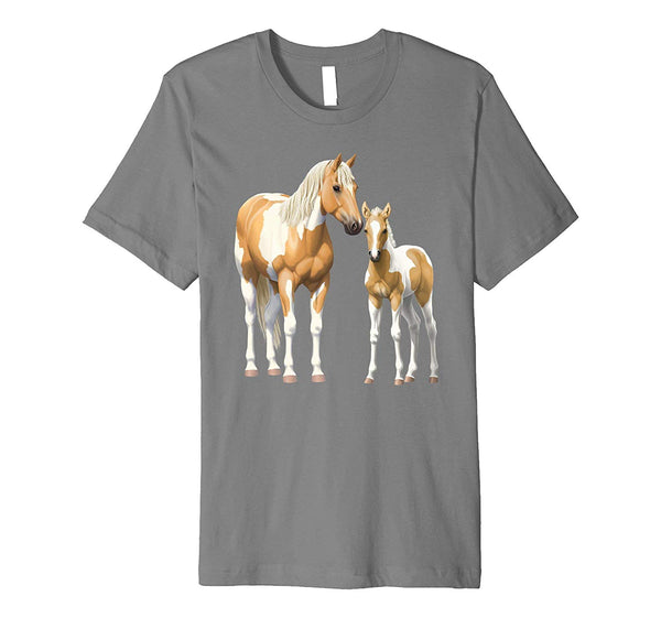 Beautiful Palomino Pinto Mare &amp; Foal Paint Horses  T-Shirt Slate