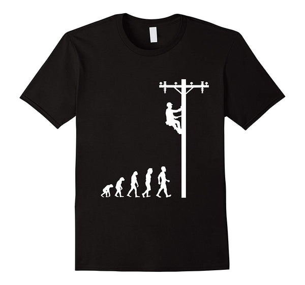 Cool Evolution Of Lineman Funny Electrician Gift  T-Shirt Black