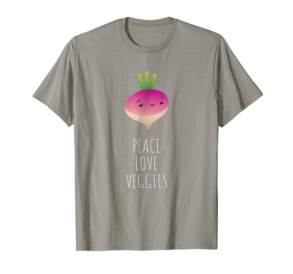 Beautiful Peace Love Veggies Vegan Vegetarian Funny Gift  T-Shirt Slate