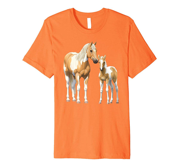 Beautiful Palomino Pinto Mare &amp; Foal Paint Horses  T-Shirt Orange