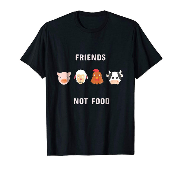 Funny Friends Not Food Vegan Vegetarian And Animal Rights  T-Shirt Black