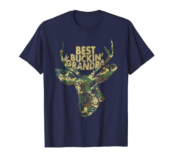 Hotest Funny Best Buckin' Grandpa Buck Deer Hunter Tee Gift  T-Shirt Navy