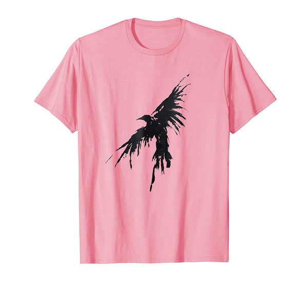 Cute Crow Raven Distressed Flying Bird Crow  T-Shirt Pink