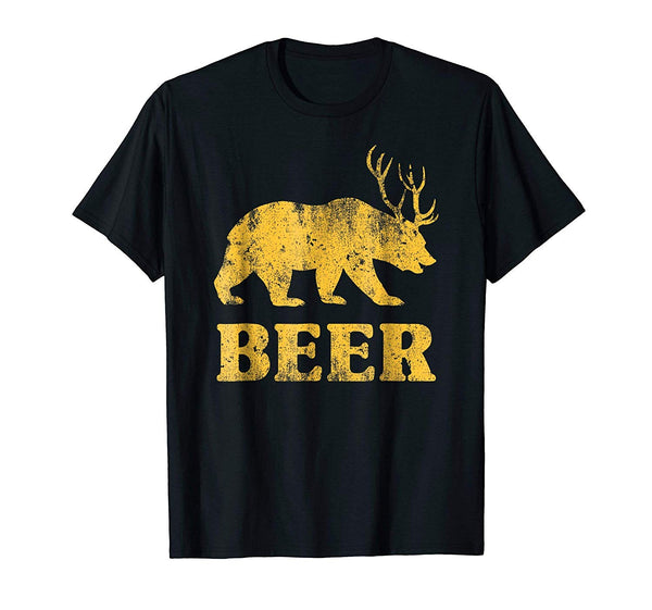 Hotest Bear Deer Beer Funny  T-Shirt Black