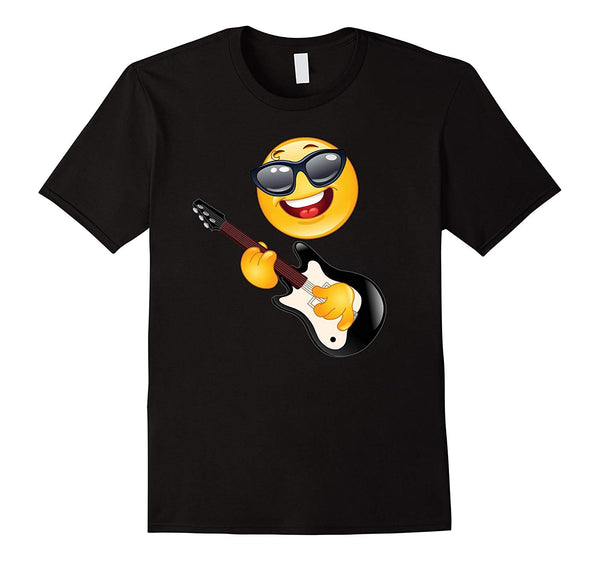 Adorable Guitar Emoj Rockstar Guitarist Music Rock Electric  T-Shirt Black