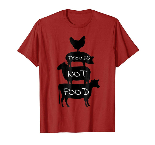 Hot Friends Not Food Vegan For Animal Lovers Vegetarians  T-Shirt Cranberry