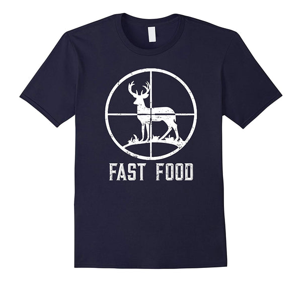 Hotest Fast Food Deer Hunting Funny Gift For Hunters  T-Shirt Navy