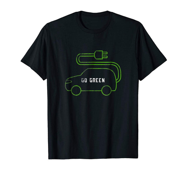 Great Electric Car Owner Gift Ecology Go Green Funny Tee  T-Shirt Black