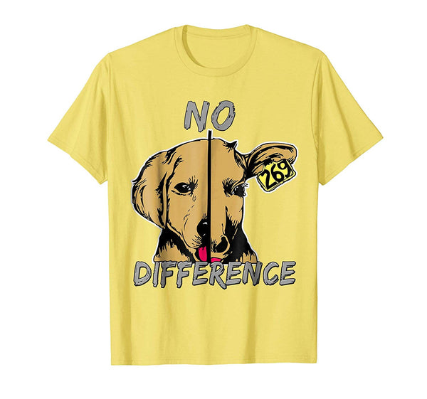 Cute No Difference Dog Cow Vegan  T-Shirt Lemon