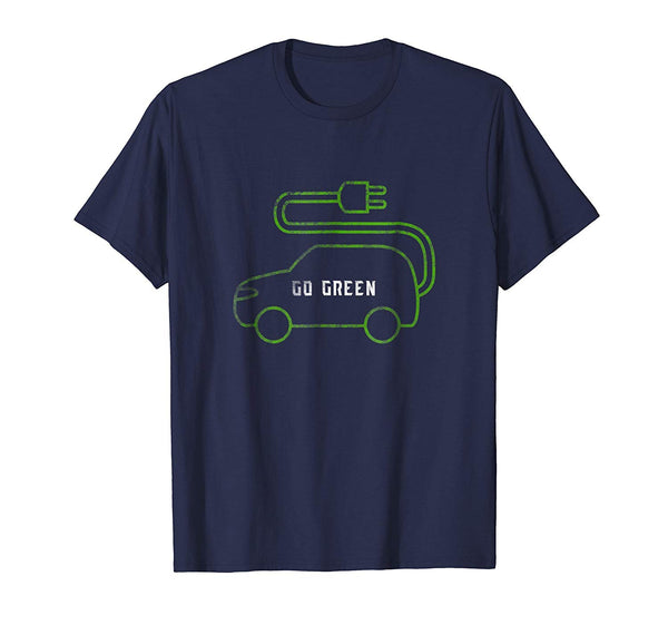 Great Electric Car Owner Gift Ecology Go Green Funny Tee  T-Shirt Navy