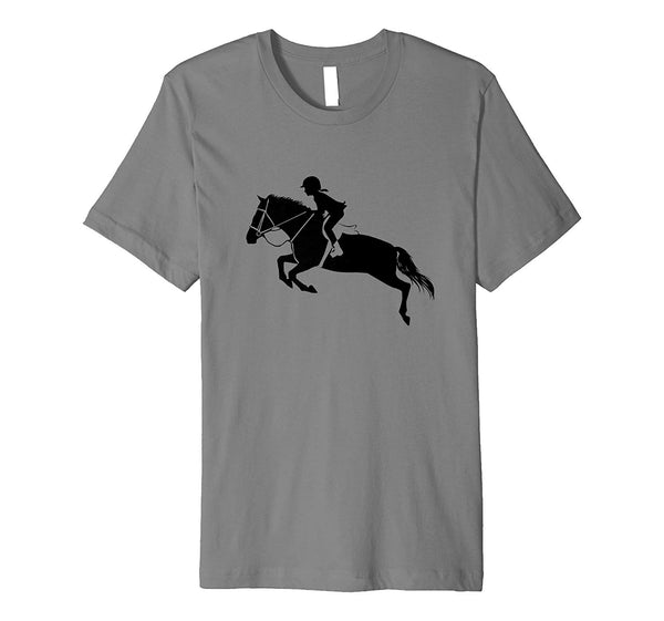 Funny English Riding Hunter Jumper Girl Riding Horse  T-Shirt Slate