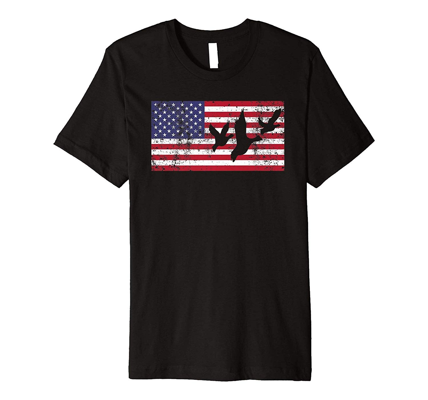 Cute American Flag Bird Hunting Geese Duck Usa  T-Shirt Black