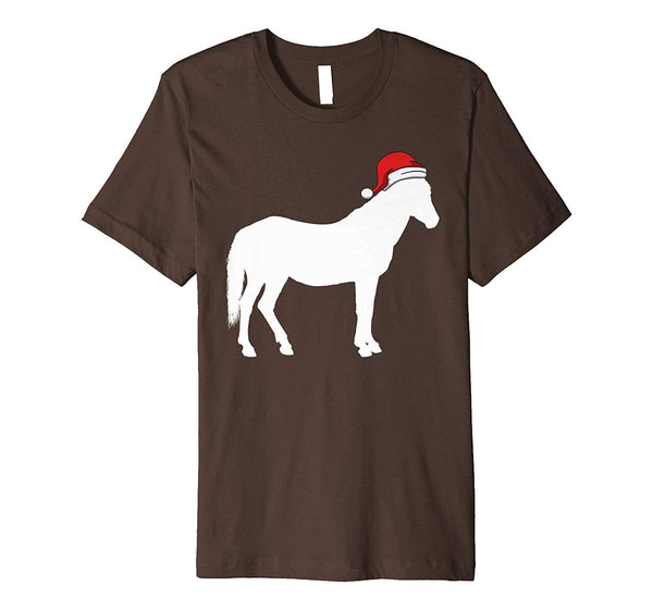 Beautiful Horse In Santa Hat Christmas Pajama  T-Shirt Brown