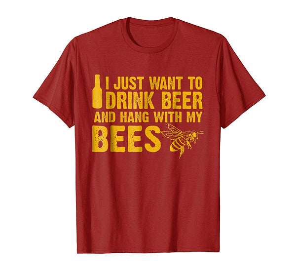 Hot Beekeeper Beekeeping Drink Beer  T-Shirt Cranberry