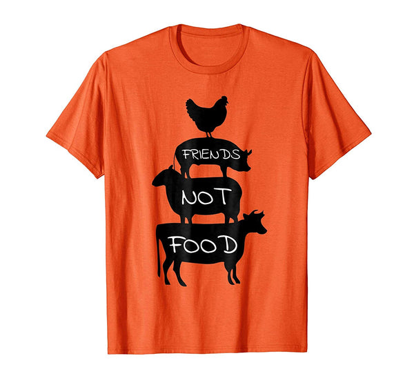 Hot Friends Not Food Vegan For Animal Lovers Vegetarians  T-Shirt Orange