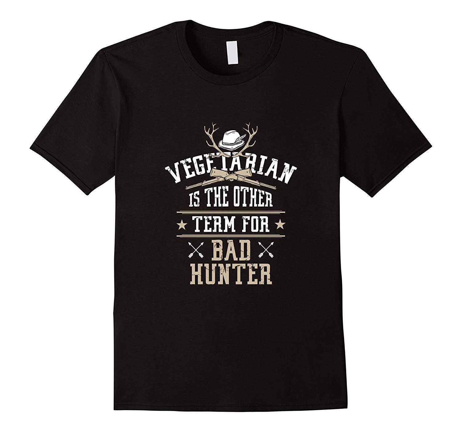 Cool Vegetarian Bad Hunter Funny Gag Gift Tee  T-Shirt Black