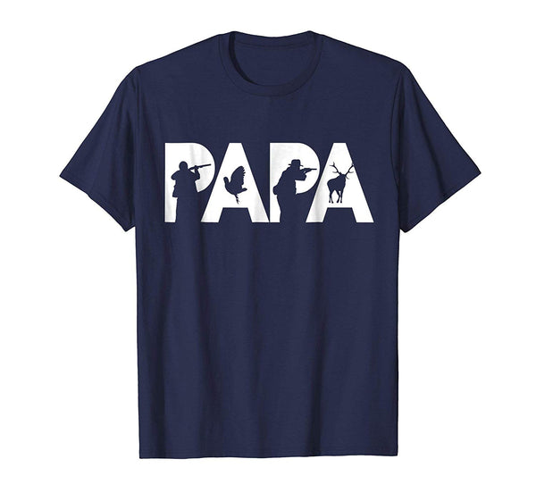 Cutest Hunter Dad Funny Papa Hunting Father Gift Top Tee  T-Shirt Navy