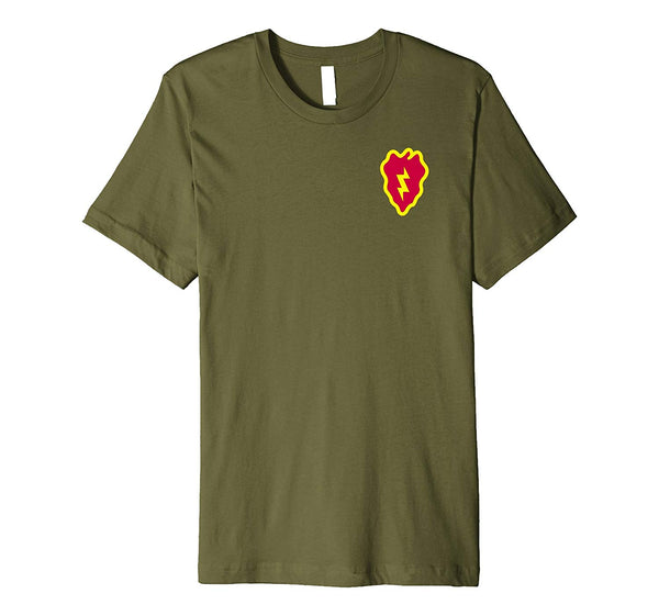 Adorable 25th Infantry Division &quot;electric Strawberry&quot; Army  T-Shirt Olive