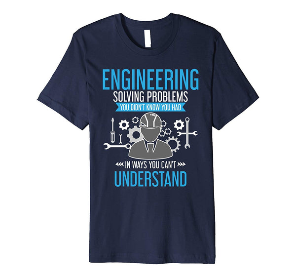 Wonderful Engineer Solving Problems Funny Engineering Gift  T-Shirt Navy