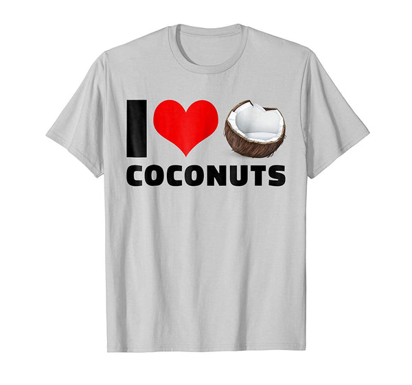 Cute I Love Coconuts For Vegans Vegetarians  T-Shirt Silver