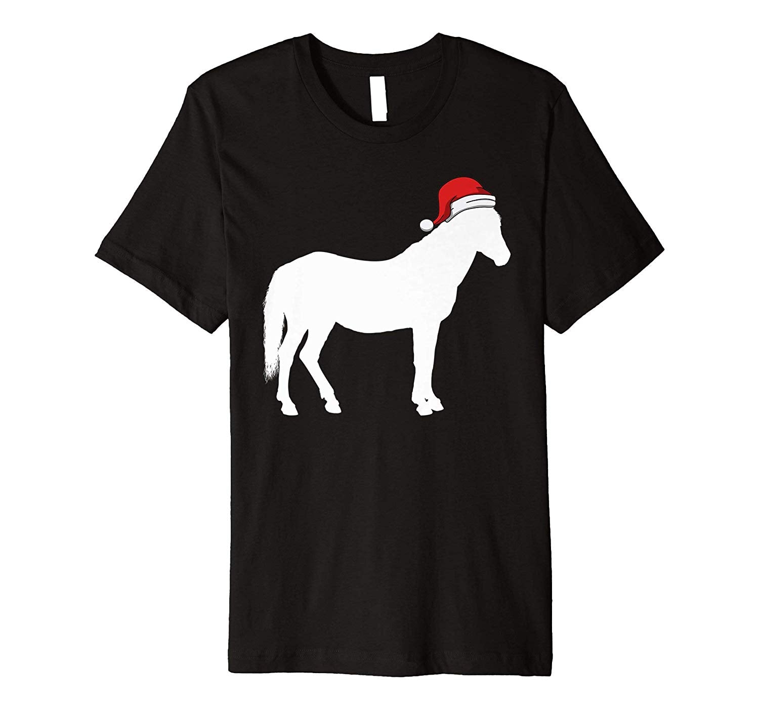 Beautiful Horse In Santa Hat Christmas Pajama  T-Shirt Black