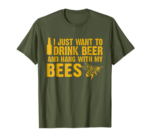 Hot Beekeeper Beekeeping Drink Beer  T-Shirt Olive