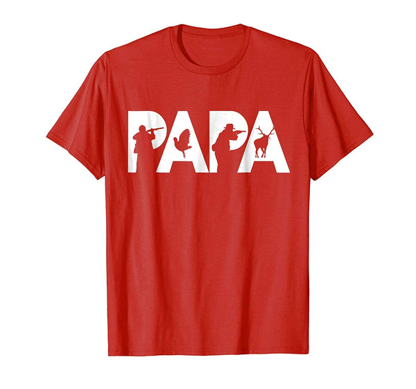 Cutest Hunter Dad Funny Papa Hunting Father Gift Top Tee  T-Shirt Red