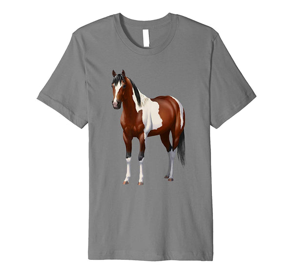 Beautiful Beautiful Bay Pinto Paint Horse  T-Shirt Slate