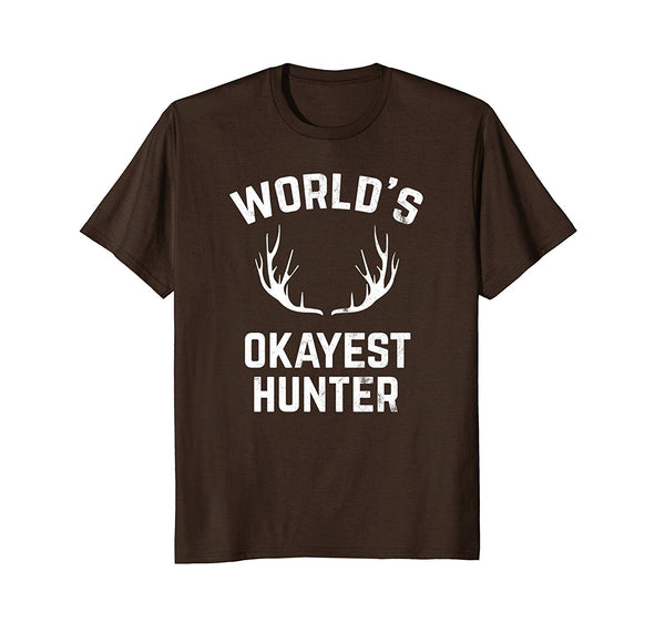 Wonderful World's Okayest Hunter Funny Hunting  T-Shirt Brown