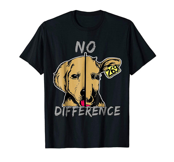 Cute No Difference Dog Cow Vegan  T-Shirt Black