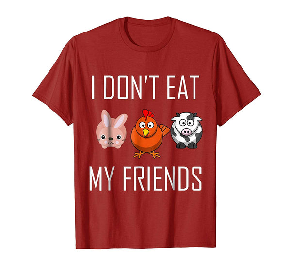 Cute I Don't Eat My Friends Funny Vegan Vegetarian  T-Shirt Cranberry