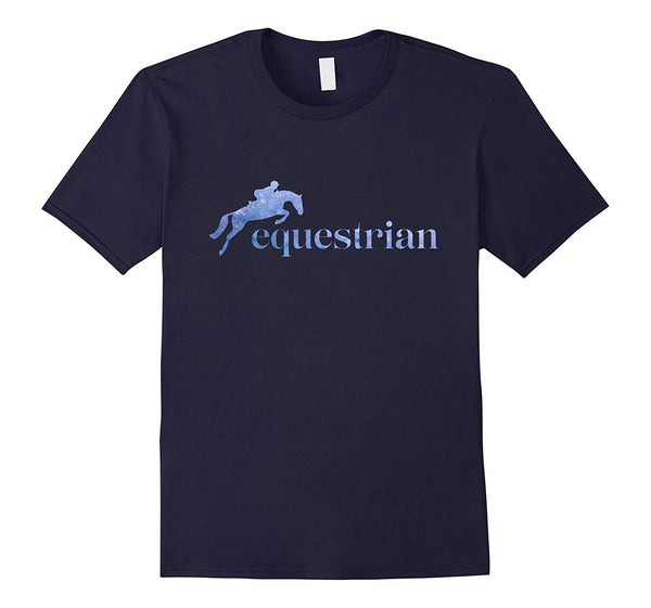 Wonderful Horse Riding English Equestrian Hunter Jumper  T-Shirt Navy