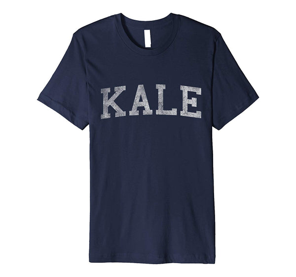 Beautiful Vintage Kale University Funny Vegan  T-Shirt Navy