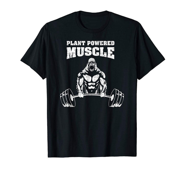 Hot Plant Powered Muscle Vegan Power Bodybuilding  T-Shirt Black