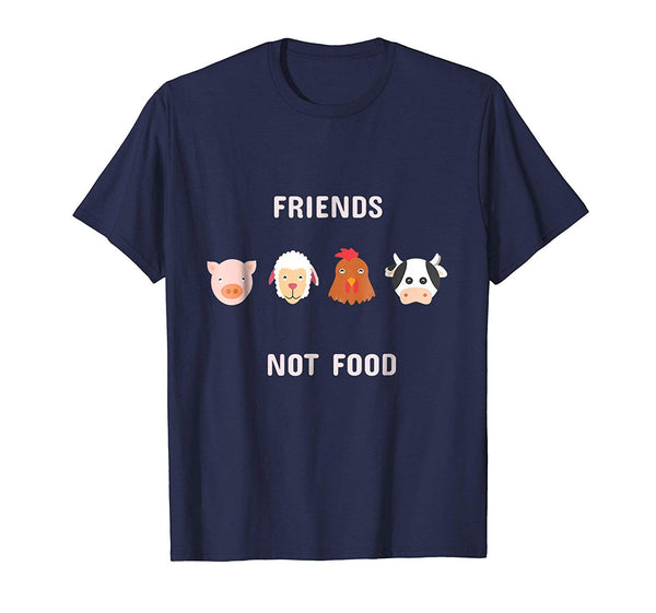 Funny Friends Not Food Vegan Vegetarian And Animal Rights  T-Shirt Navy