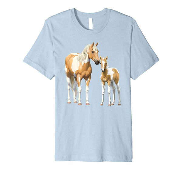 Beautiful Palomino Pinto Mare &amp; Foal Paint Horses  T-Shirt Baby Blue