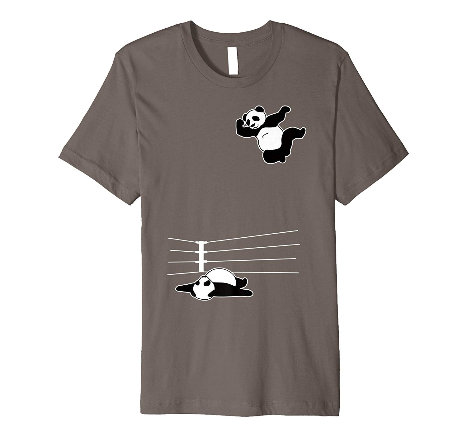 Wonderful Funny Giant Panda Bear Wrestlers Flying Elbow  T-Shirt Asphalt