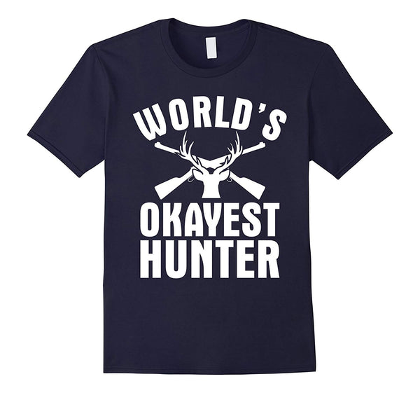 Wonderful World's Okayest Hunter Funny Hunting Gift  T-Shirt Navy