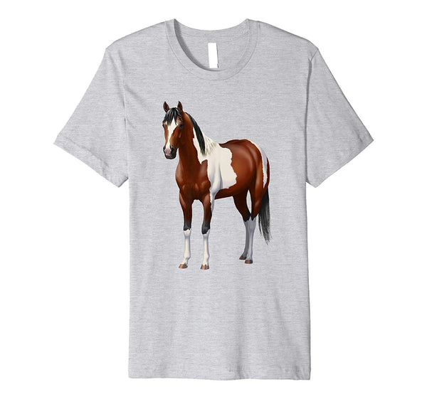 Beautiful Beautiful Bay Pinto Paint Horse  T-Shirt Heather Grey