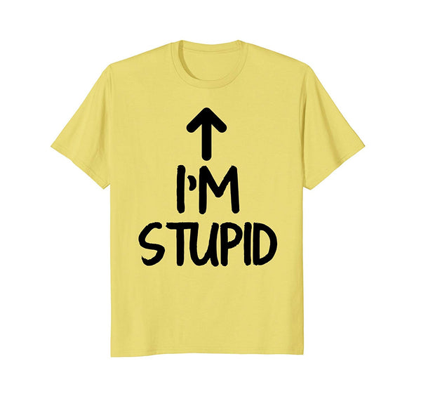 Adorable I'm Stupid Up Arrow Funny  T-Shirt Lemon