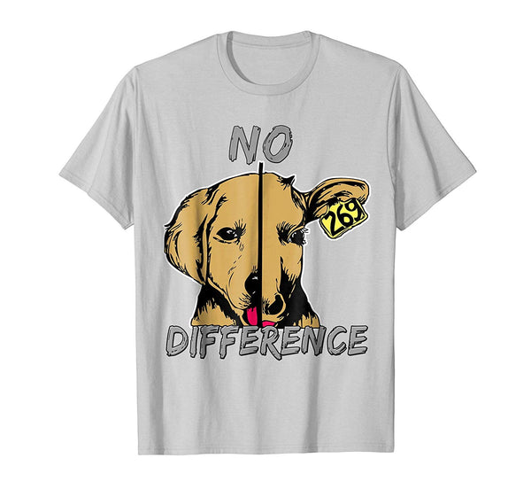 Cute No Difference Dog Cow Vegan  T-Shirt Silver