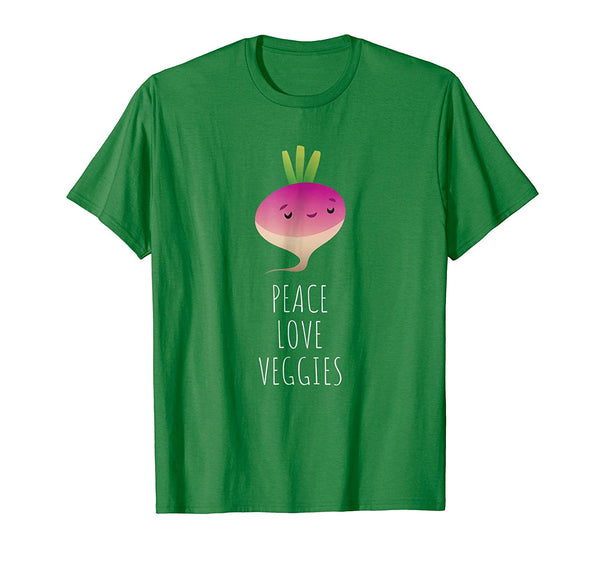 Beautiful Peace Love Veggies Vegan Vegetarian Funny Gift  T-Shirt Kelly Green