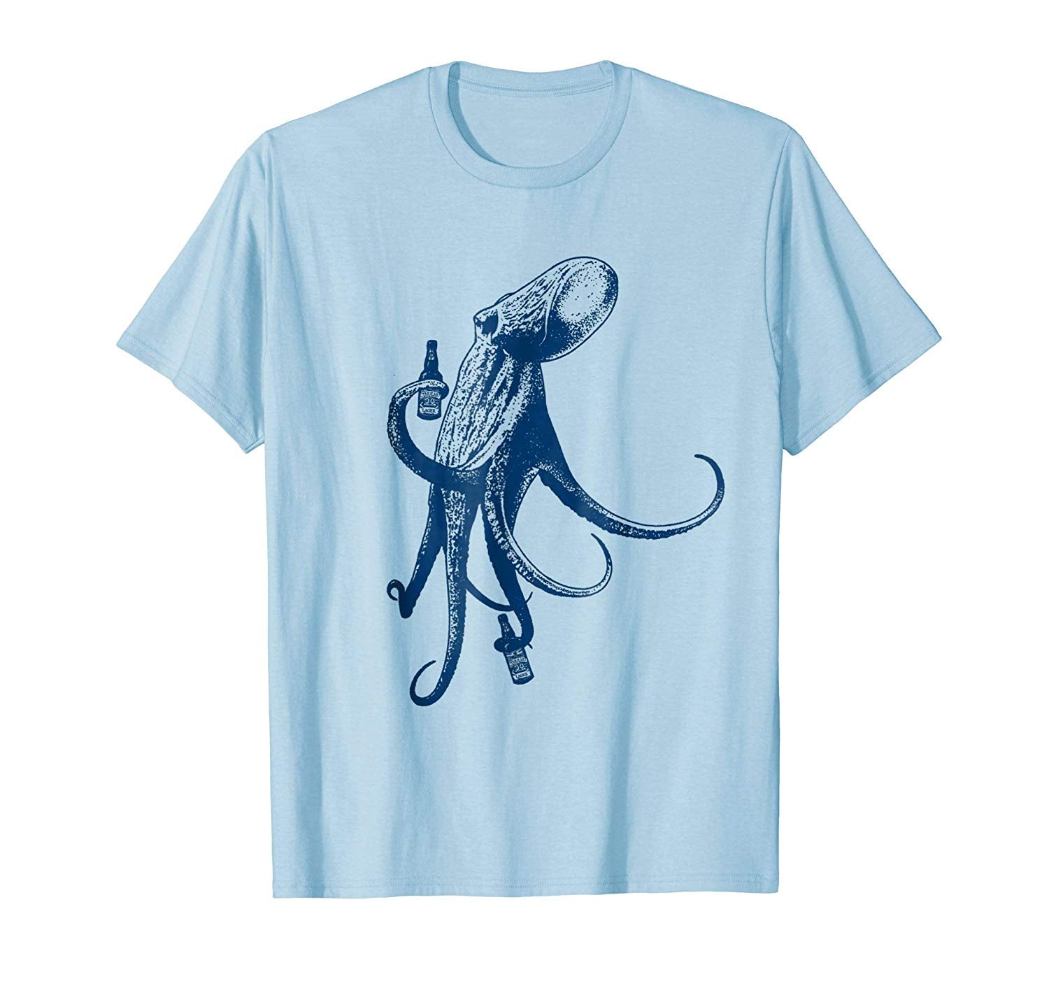 Cool The Original Beer Drinking Octopus Beach Vacation  T-Shirt Baby Blue