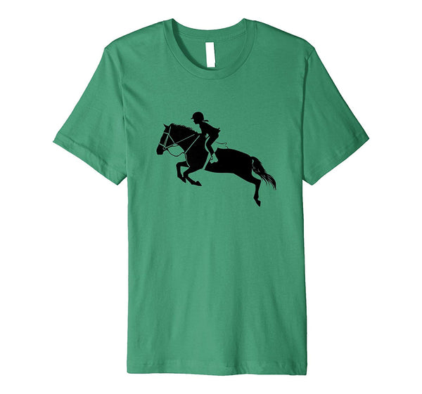 Funny English Riding Hunter Jumper Girl Riding Horse  T-Shirt Kelly Green