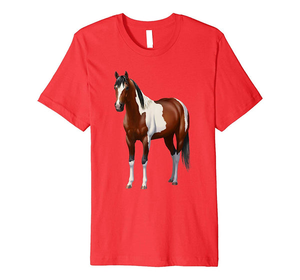 Beautiful Beautiful Bay Pinto Paint Horse  T-Shirt Red