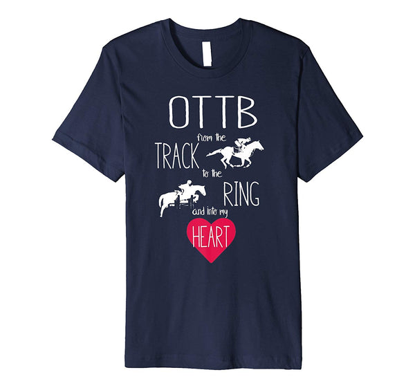 Cute Ottb Off Track Thoroughbred Horse Love Equestrian  T-Shirt Navy